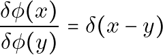 \[\frac{\delta \phi(x)}{\delta \phi(y)}=\delta(x-y)\]