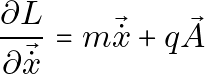 \[\frac{\partial L}{\partial \vec{\dot{x}}} = m\vec{\dot{x}} + q\vec{A}\]
